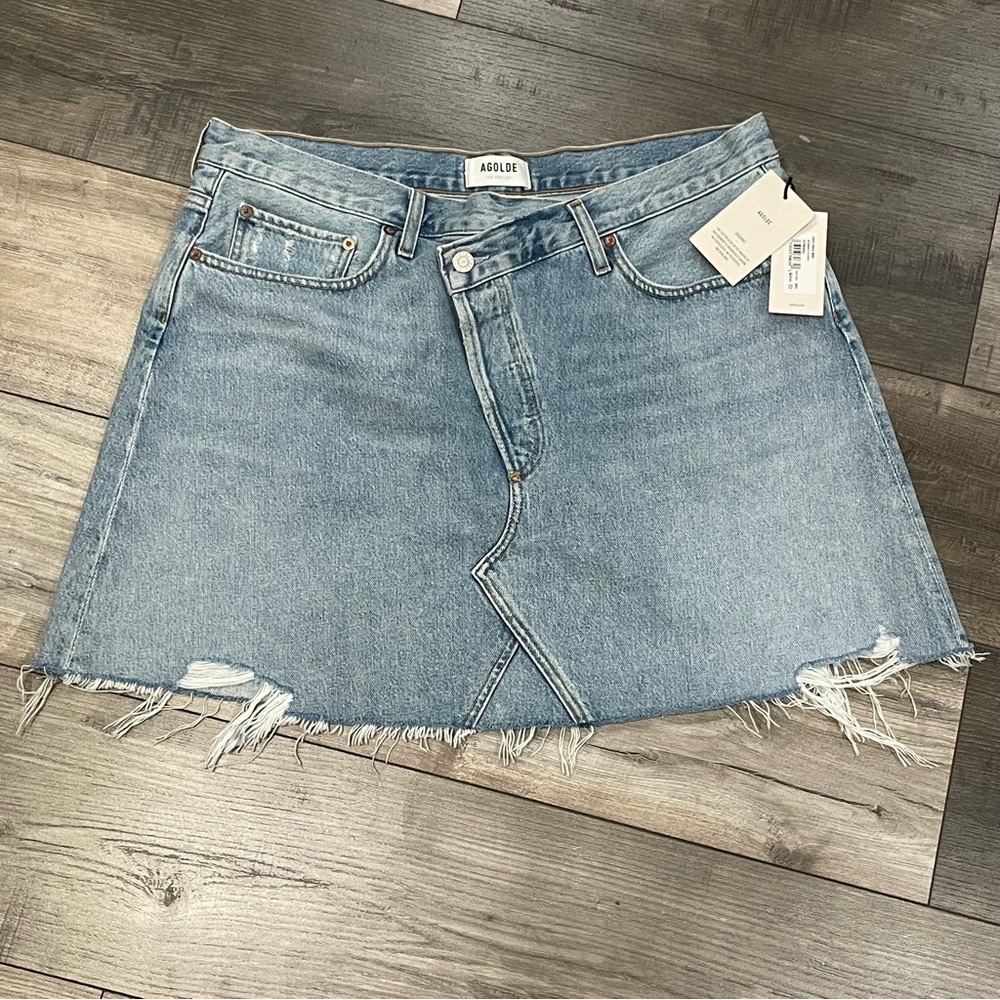 Agolde Light Blue Denim Mini Skirt